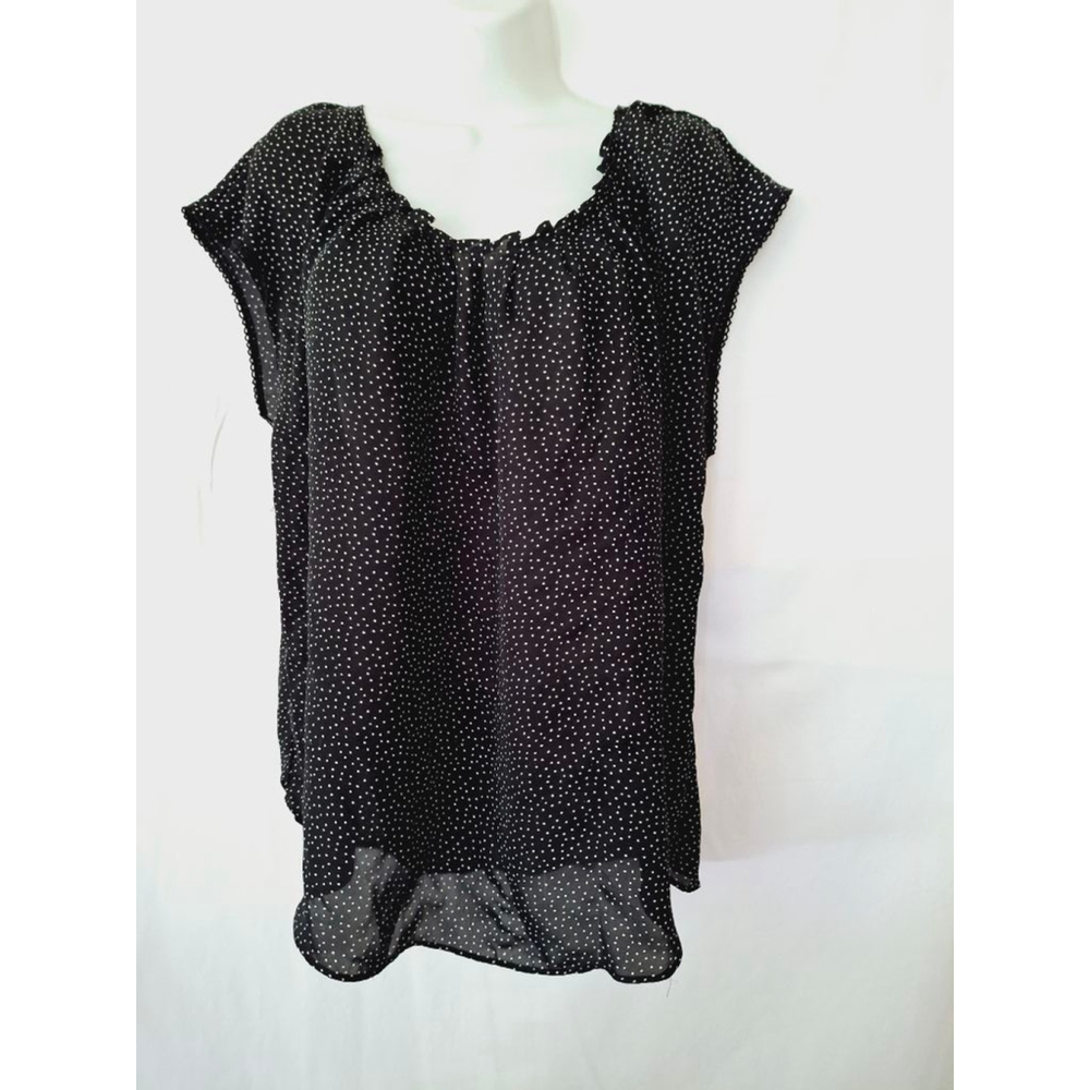 Lauren Conrad XXL Black Polka Dot women's officecore secretary teacher top - Picture 3 of 8